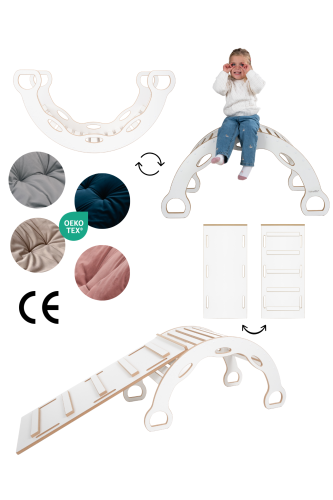 3w1 Bujak montessori XXL z uchwytami + zjeżdżalnia DRABINKA + PODUSZKA