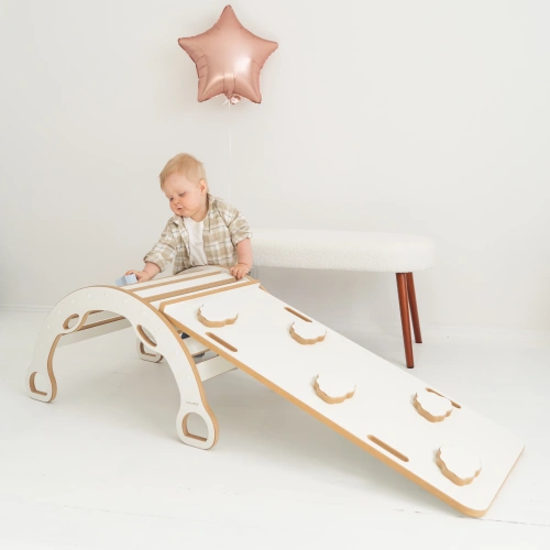 2w1 Bujak Montessori L z uchwytami + zjeżdżalnia CHMURKI 
